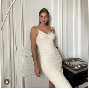 Trois the label Elegant White Ribbed Dress